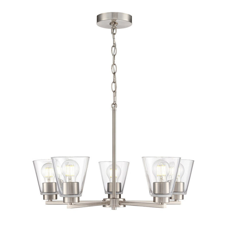 Millennium Lighting Strayhan 24" 5Lt Chandelier, Brushed Nickel/Clear