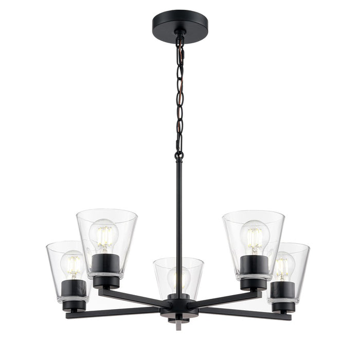 Millennium Lighting Strayhan 24" 5Lt Chandelier, Matte Black/Clear - 64105-MB
