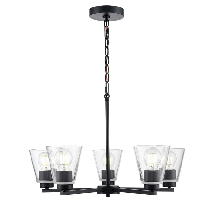 Millennium Lighting Strayhan 24" 5Lt Chandelier, Matte Black/Clear