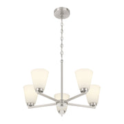 Millennium Strayhan 5Lt Chandelier, Nickel/White Frosted - 64105WG-BN