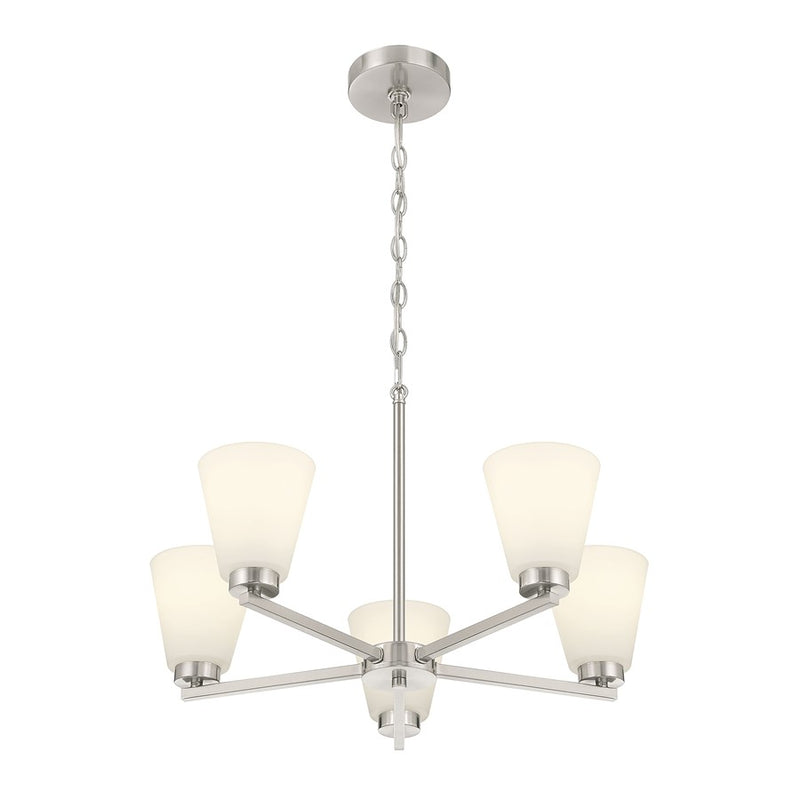 Millennium Strayhan 5Lt Chandelier, Nickel/White Frosted - 64105WG-BN
