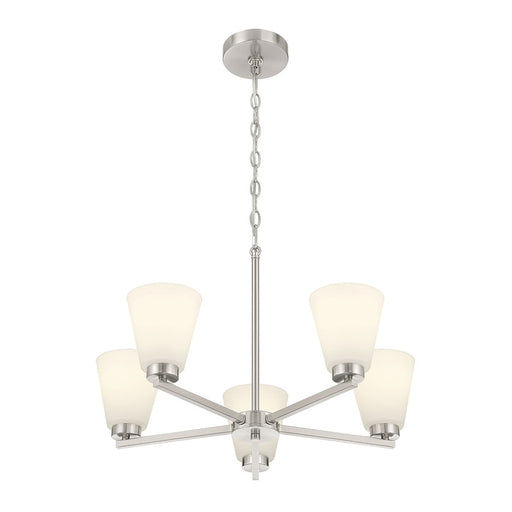 Millennium Strayhan 5Lt Chandelier, Nickel/White Frosted - 64105WG-BN