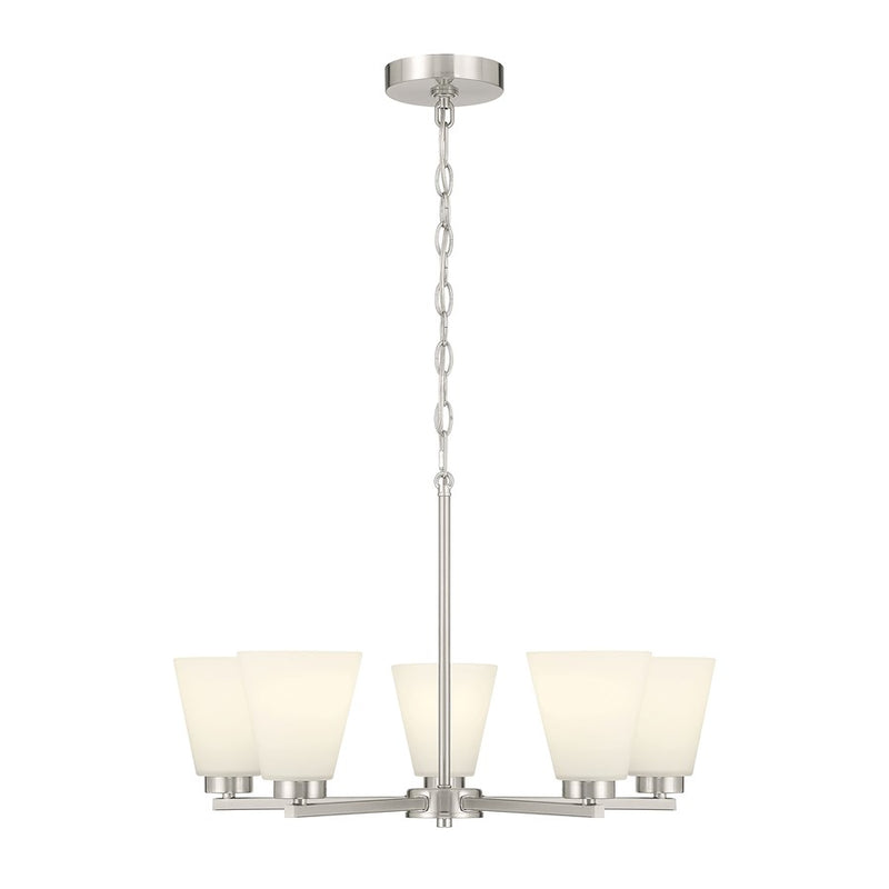 Millennium Strayhan 5Lt Chandelier, Nickel/White Frosted