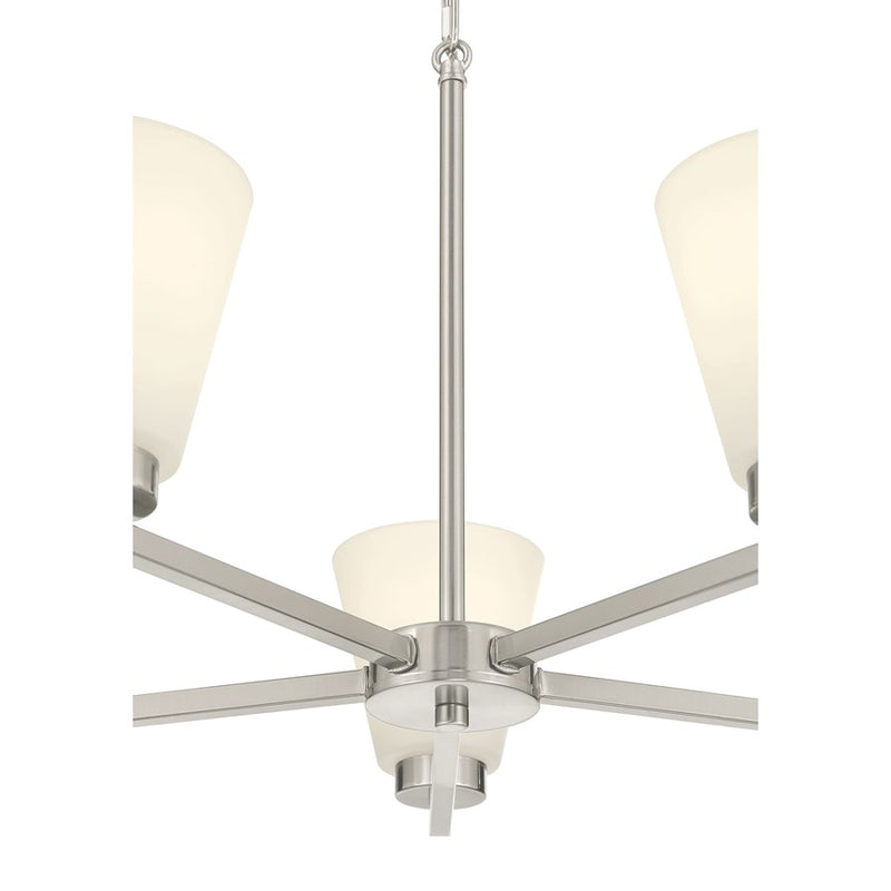Millennium Strayhan 5Lt Chandelier, Nickel/White Frosted