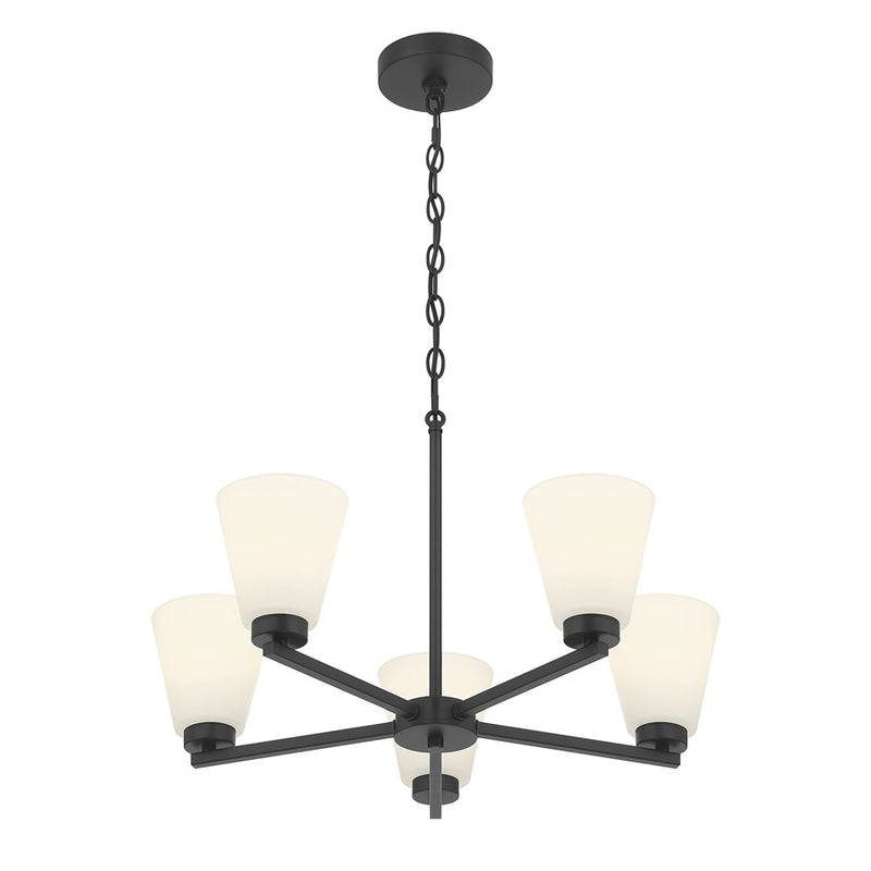 Millennium Strayhan 5Lt Chandelier, Black/White Frosted - 64105WG-MB