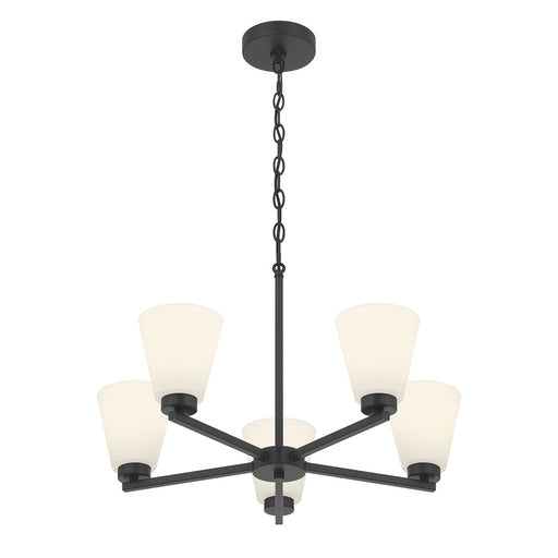 Millennium Strayhan 5Lt Chandelier, Black/White Frosted - 64105WG-MB
