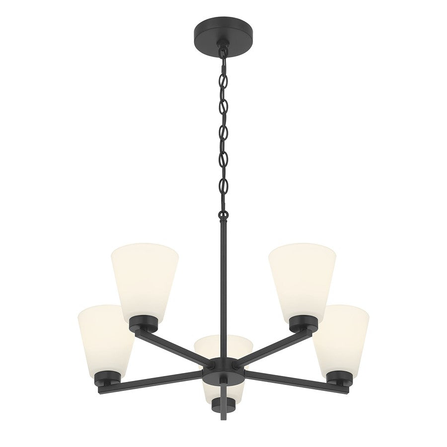 Millennium Strayhan 5Lt Chandelier, Black/White Frosted - 64105WG-MB