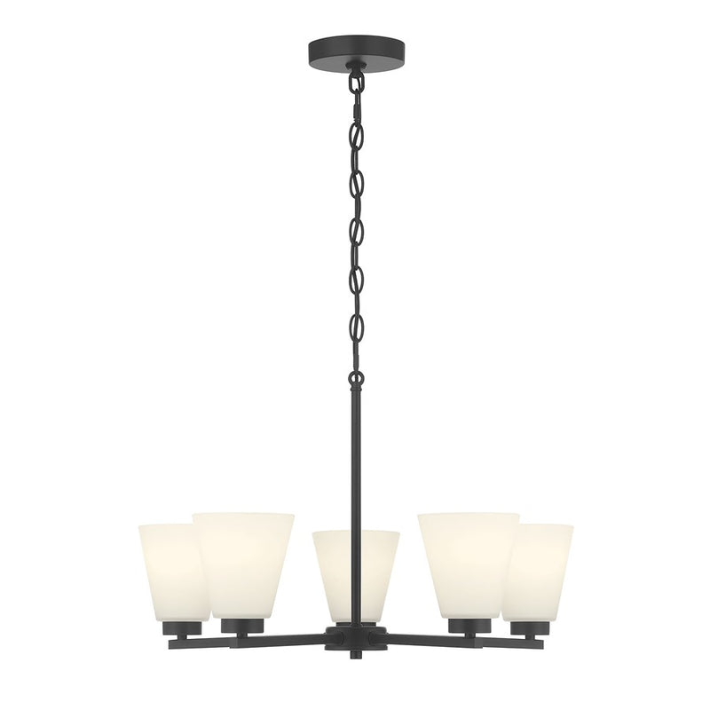 Millennium Strayhan 5Lt Chandelier, Black/White Frosted
