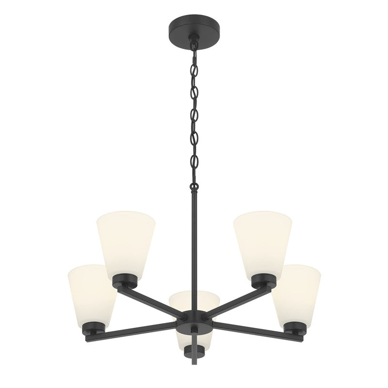 Millennium Strayhan 5Lt Chandelier, Black/White Frosted