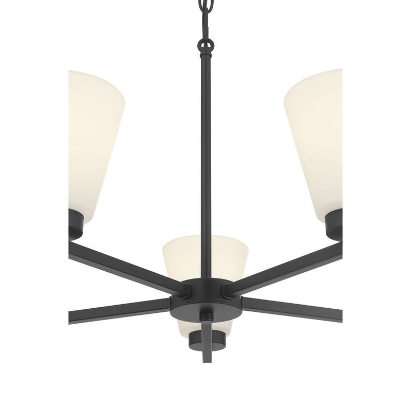 Millennium Strayhan 5Lt Chandelier, Black/White Frosted