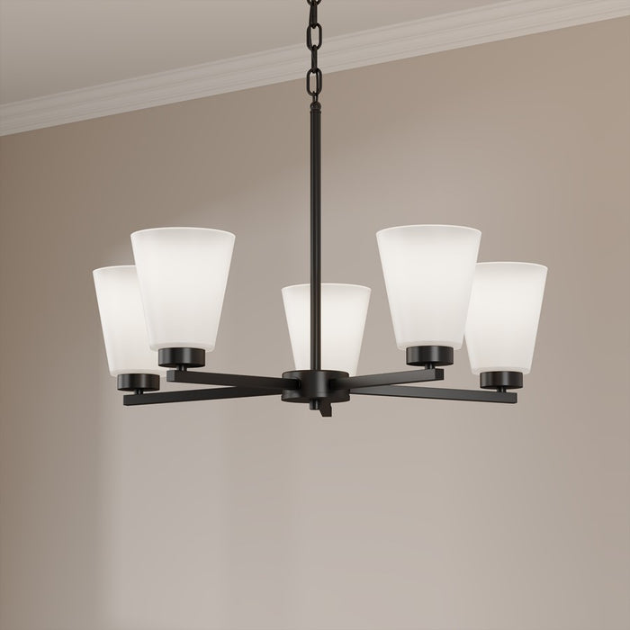 Millennium Strayhan 5Lt Chandelier, Black/White Frosted