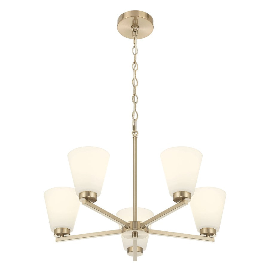 Millennium Strayhan 5Lt Chandelier, Gold/White Frosted - 64105WG-MG
