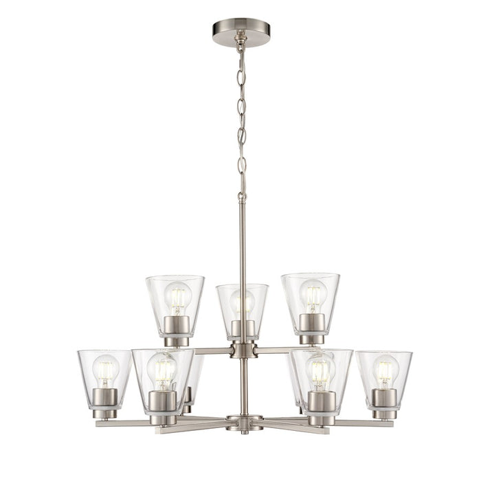 Millennium Lighting Strayhan 28.5" 9Lt Chandelier, Nickel/Clear