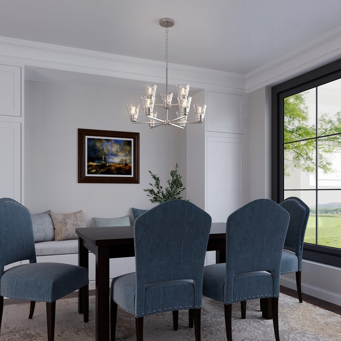 Millennium Lighting Strayhan 28.5" 9Lt Chandelier, Nickel/Clear