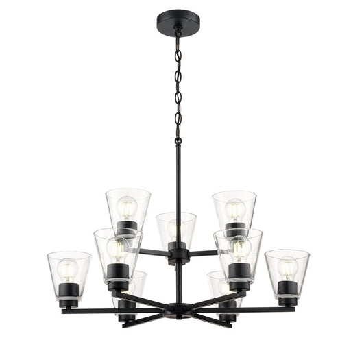 Millennium Lighting Strayhan 28.5" 9Lt Chandelier, Matte Black/Clear - 64109-MB