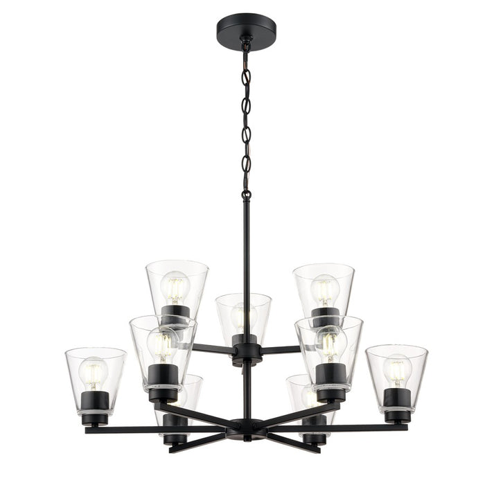 Millennium Lighting Strayhan 28.5" 9Lt Chandelier, Matte Black/Clear - 64109-MB