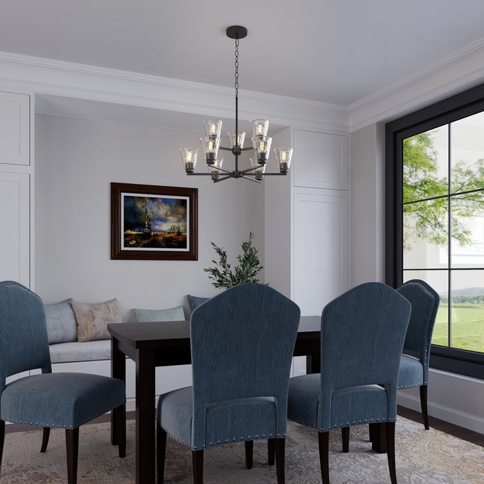 Millennium Lighting Strayhan 28.5" 9Lt Chandelier, Matte Black/Clear