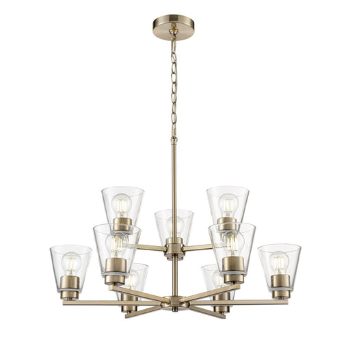 Millennium Lighting Strayhan 28.5" 9Lt Chandelier, Modern Gold/Clear - 64109-MG