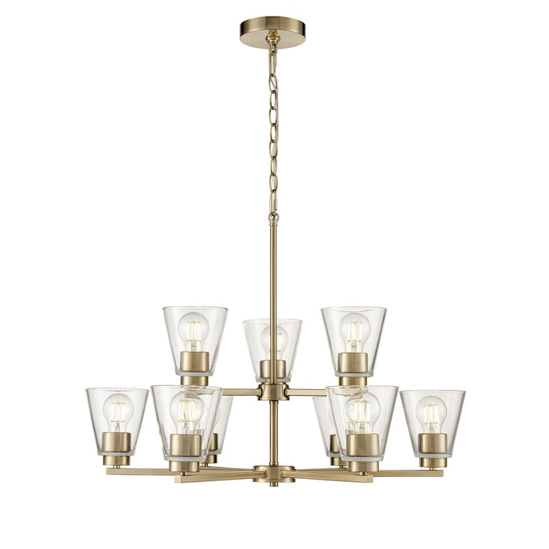 Millennium Lighting Strayhan 28.5" 9Lt Chandelier, Modern Gold/Clear