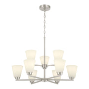 Millennium Strayhan 9Lt Chandelier, Nickel/White Frosted - 64109WG-BN