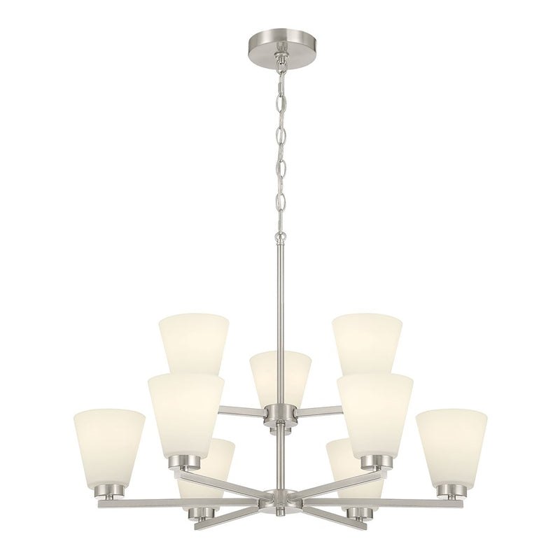 Millennium Strayhan 9Lt Chandelier, Nickel/White Frosted - 64109WG-BN