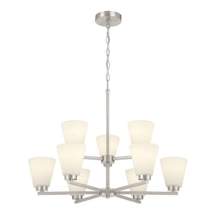 Millennium Strayhan 9Lt Chandelier, Nickel/White Frosted - 64109WG-BN