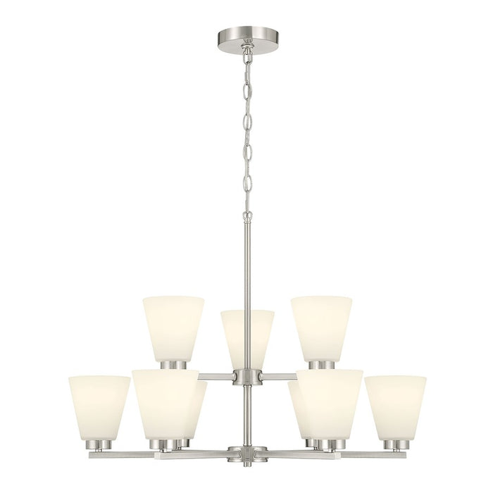 Millennium Strayhan 9Lt Chandelier, Nickel/White Frosted