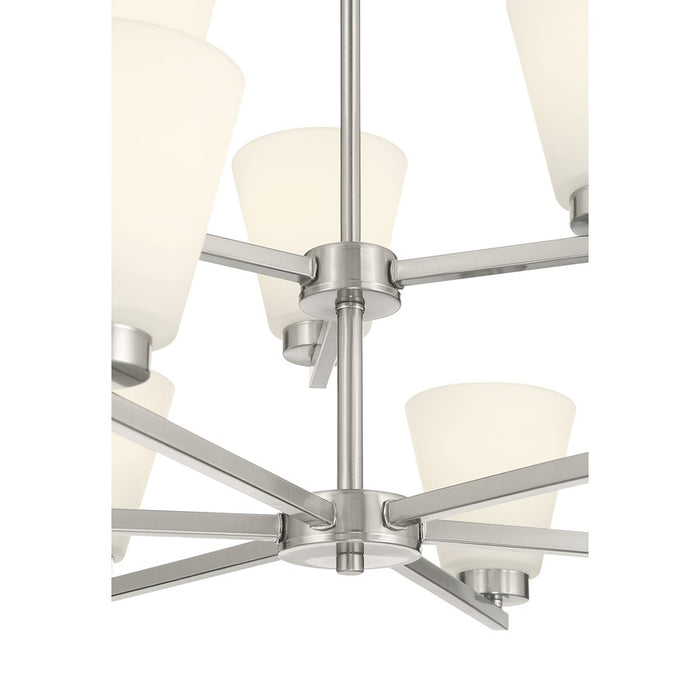 Millennium Strayhan 9Lt Chandelier, Nickel/White Frosted