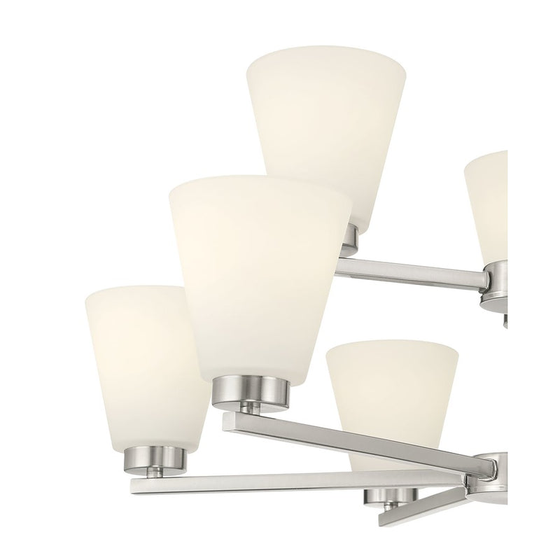 Millennium Strayhan 9Lt Chandelier, Nickel/White Frosted