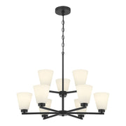 Millennium Strayhan 9Lt Chandelier, Black/White Frosted - 64109WG-MB
