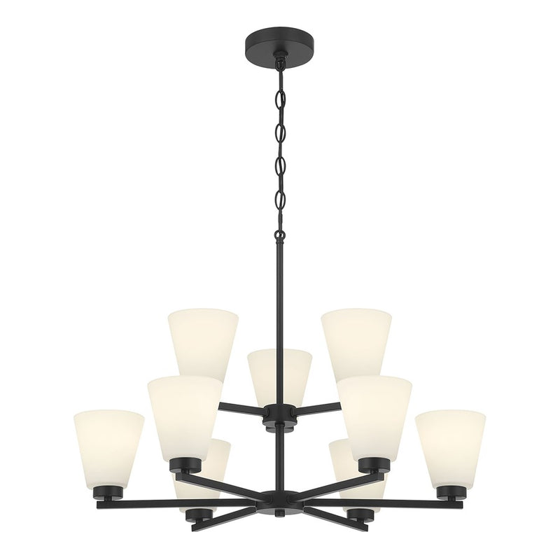 Millennium Strayhan 9Lt Chandelier, Black/White Frosted - 64109WG-MB