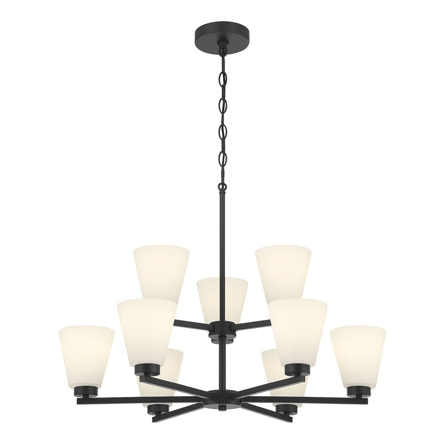 Millennium Strayhan 9Lt Chandelier, Black/White Frosted - 64109WG-MB