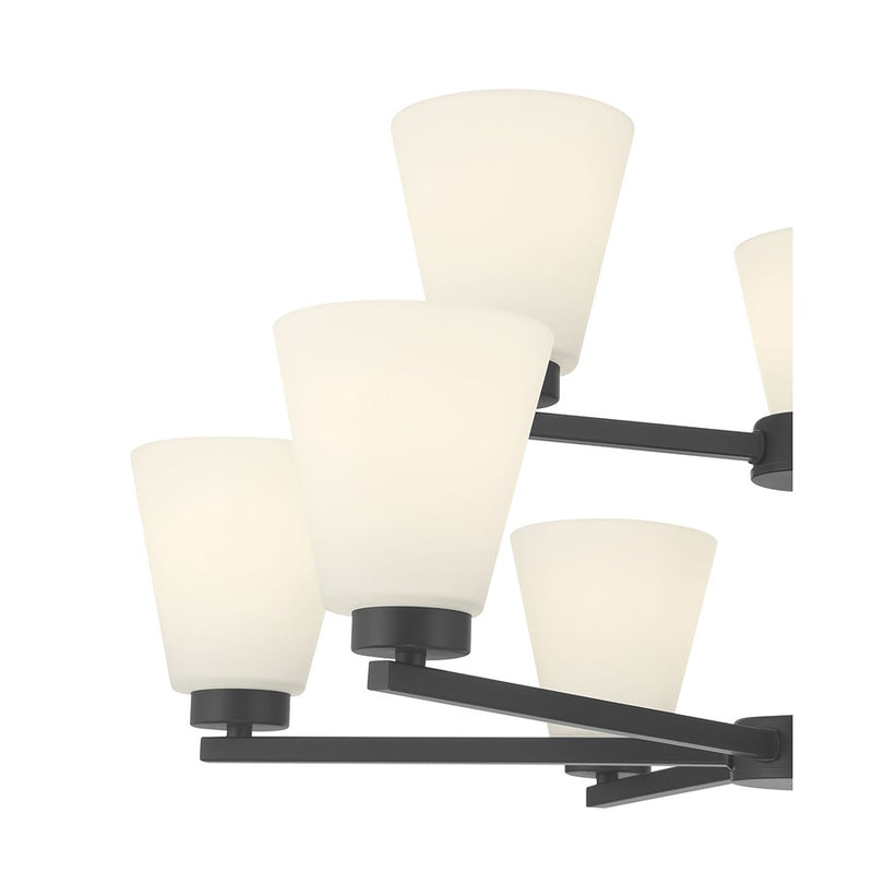 Millennium Strayhan 9Lt Chandelier, Black/White Frosted