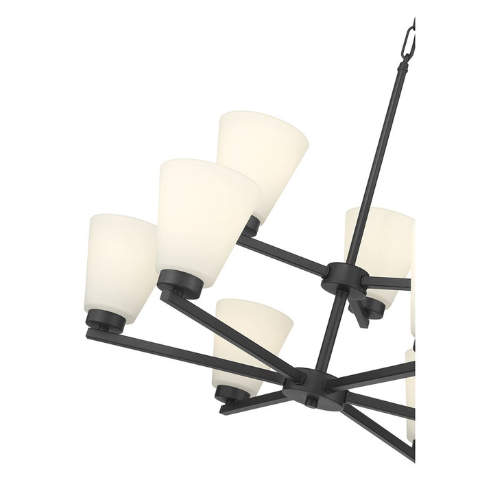 Millennium Strayhan 9Lt Chandelier, Black/White Frosted