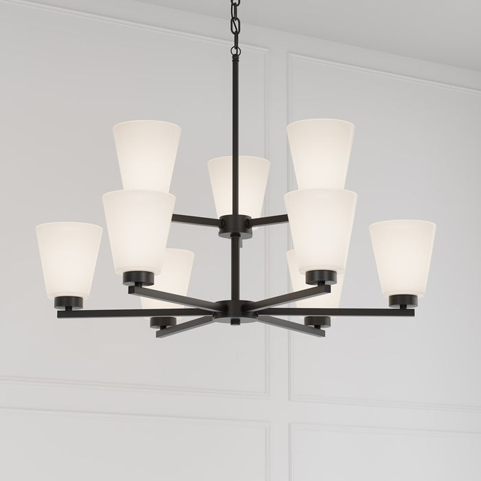 Millennium Strayhan 9Lt Chandelier, Black/White Frosted