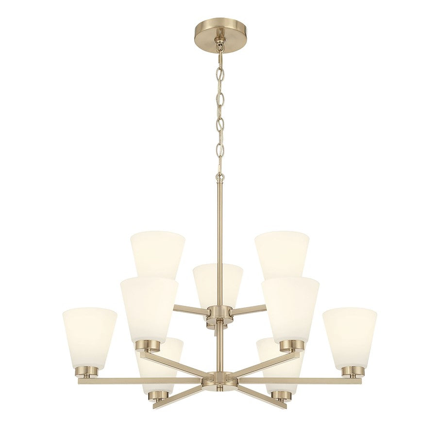 Millennium Strayhan 9Lt Chandelier, Gold/White Frosted - 64109WG-MG