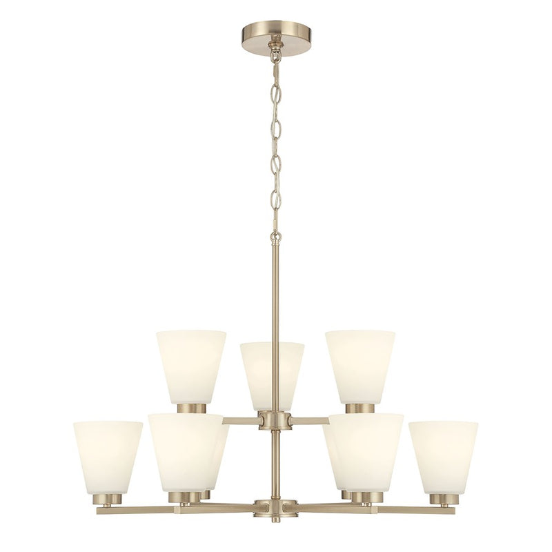Millennium Strayhan 9Lt Chandelier, Gold/White Frosted
