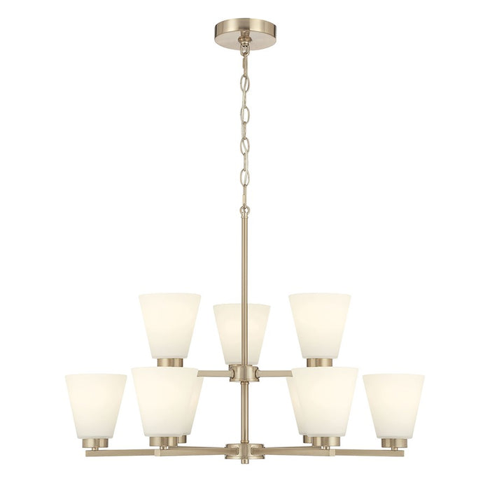 Millennium Strayhan 9Lt Chandelier, Gold/White Frosted