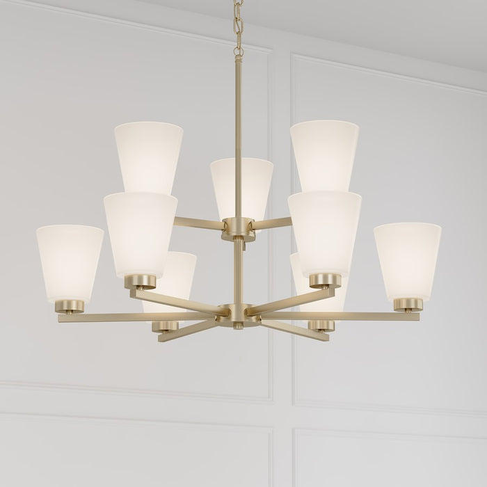 Millennium Strayhan 9Lt Chandelier, Gold/White Frosted