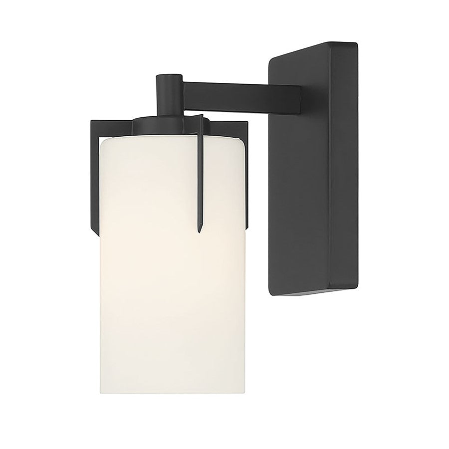 Millennium Froselle 1Lt Wall Sconce, Black/White Frosted - 65001-MB