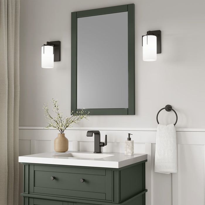 Millennium Froselle 1Lt Wall Sconce, Black/White Frosted