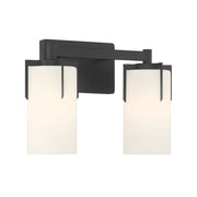 Millennium Froselle 2Lt Bathroom Vanity Light, Black/White Frosted - 65002-MB