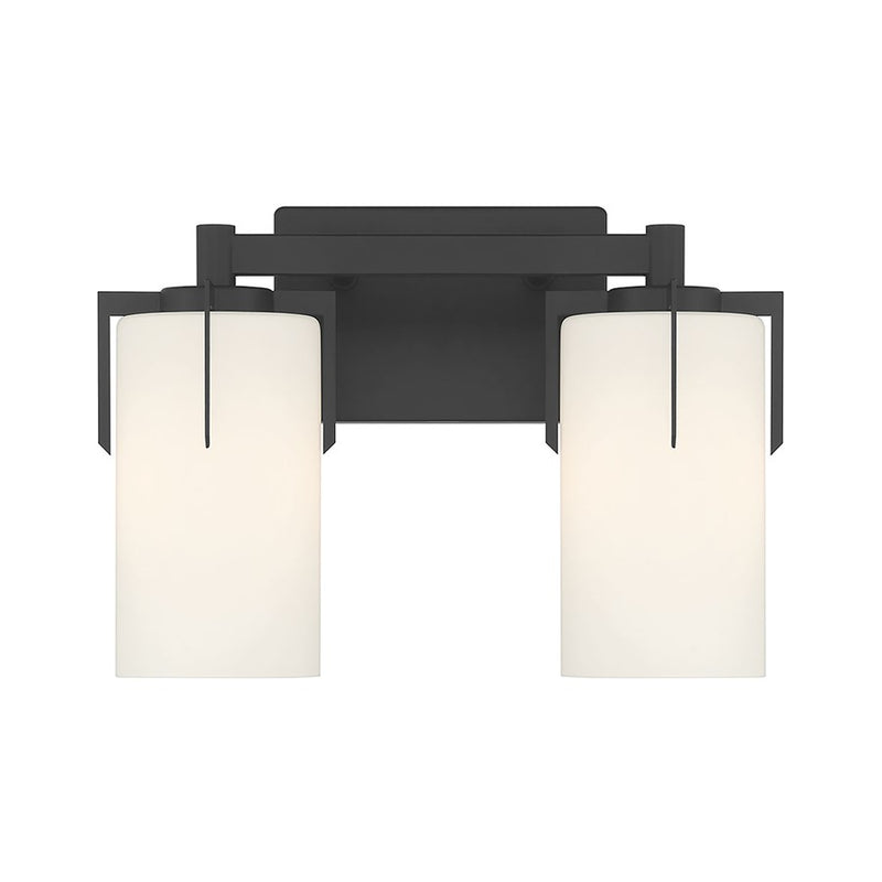 Millennium Froselle 2Lt Bathroom Vanity Light, Black/White Frosted