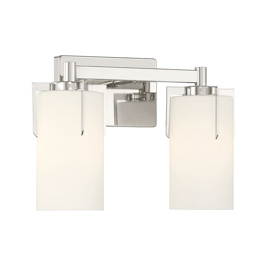 Millennium Froselle 2Lt Bathroom Vanity Light, Nickel/White Frosted - 65002-PN