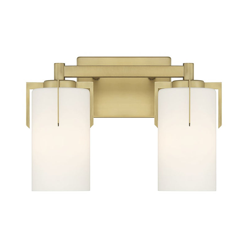 Millennium Froselle 2Lt Bathroom Vanity Light, Brass/White Frosted