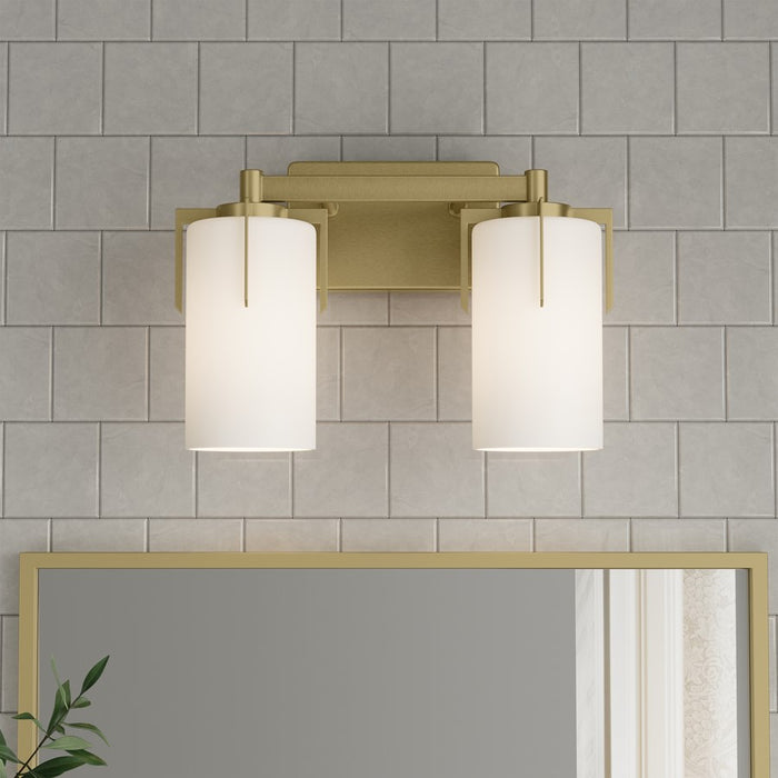 Millennium Froselle 2Lt Bathroom Vanity Light, Brass/White Frosted