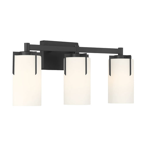 Millennium Froselle 3Lt Bathroom Vanity Light, Black/White Frosted - 65003-MB