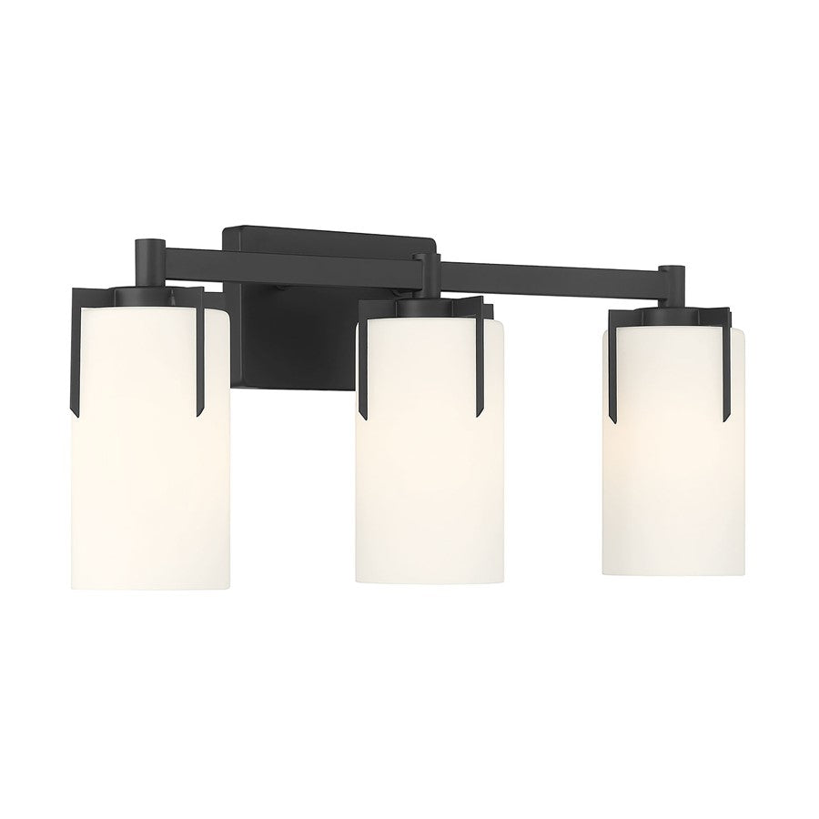 Millennium Froselle 3Lt Bathroom Vanity Light, Black/White Frosted - 65003-MB