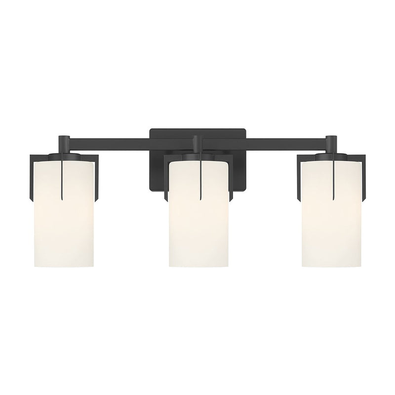 Millennium Froselle 3Lt Bathroom Vanity Light, Black/White Frosted