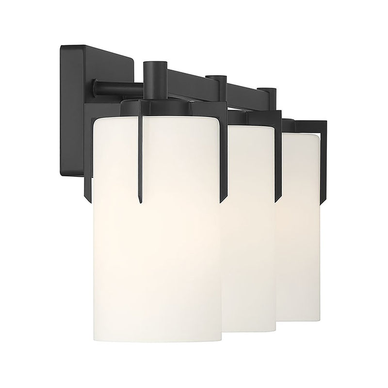 Millennium Froselle 3Lt Bathroom Vanity Light, Black/White Frosted